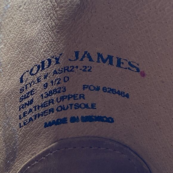 Cody James Boot Mens Men 9.5 D Caiman Cognac 12\